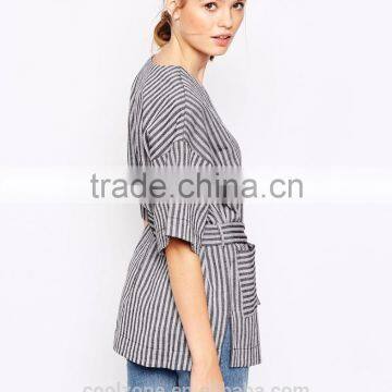100% Cotton New Arrial China Wholesale Belted T-Shirt Women Custom t Shirt photo-2