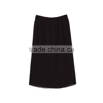 2017 OEM Spring Black Half-perspective Elastic Pleated Mini Skirt photo-6