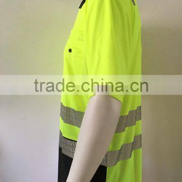 Mens Contrast High Visibility Safety Segmented Tapes EN ISO 20471 Workwear Reflective Polo Shirt photo-3