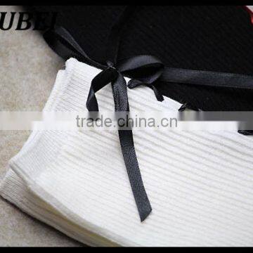 Bandage Bow Princess Cotton Black and White Students Young Girl Tube Short Socks photo-6