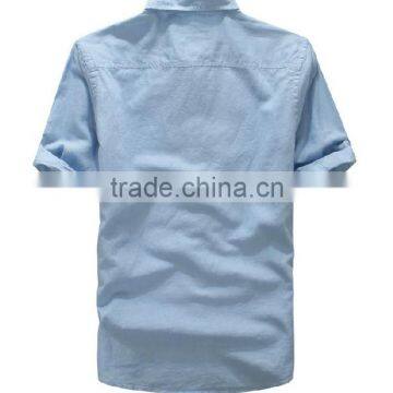 Latest Casual Shirt Design Solid Color Sleeve Tags Long Sleeve Linen Shirt photo-2