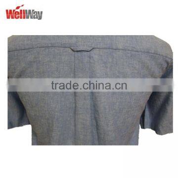 Solid Colour Short Sleeve Men's Cotton/linen Shirt photo-5