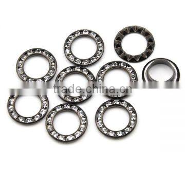 3 Colors 15mm Round Metal Brass Rhinestone Eyelets Crystal Diamond Grommets Glass Eyelets RE-15mm-001 photo-3