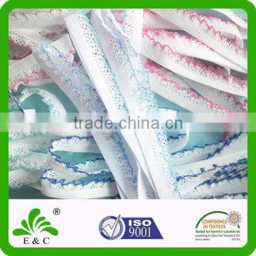 Colorful Fine Quality Fabric Ruffle Nylon Spandex Elastic Lace Trim