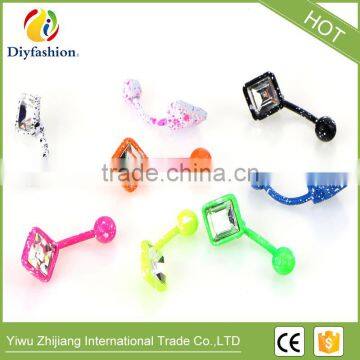 Fluorescence Surgical Trendy Stainless Steel Square Shape Belly Button Ring Sexy Body Piercing Jewelry