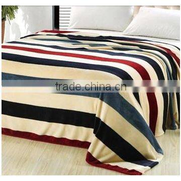 Xinbo Scottish Strip Print Plush Coral Fleece Throw Blanket