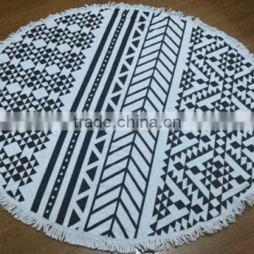 Custom Printed Mandala Round Beach Towel with Tassel china made towel