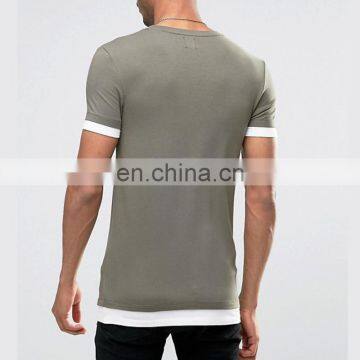 Longline Combed Cotton T Shirt Black Color photo-5