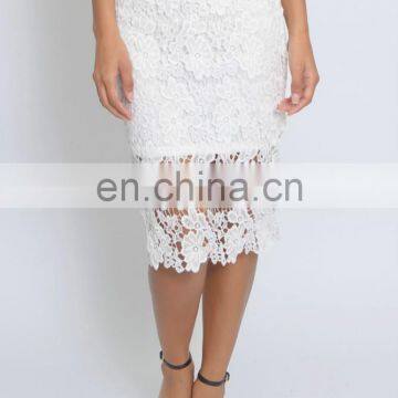 Charming Knee-Length White Lace Skirt