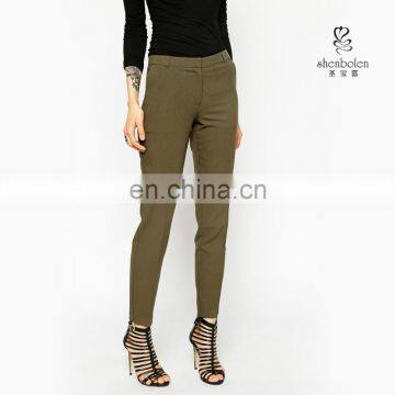 2015 NEW Women Ladies Khaki Angle Grazer Cigarette Trouser Pants Leather Look Hot Beautiful Trouser Fashion Latest New