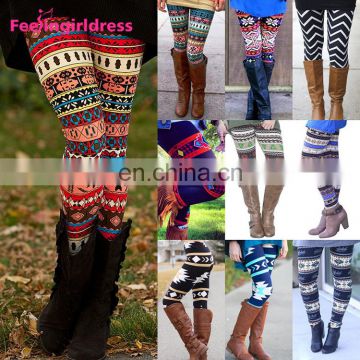 Top Quality Custom Print Snowflake Winter Brushed Soft Leggings For Women