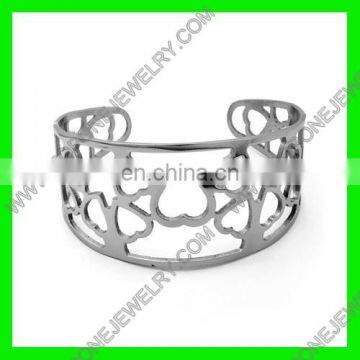 Chinese simple style stainless steel wide heart jewelry bangle