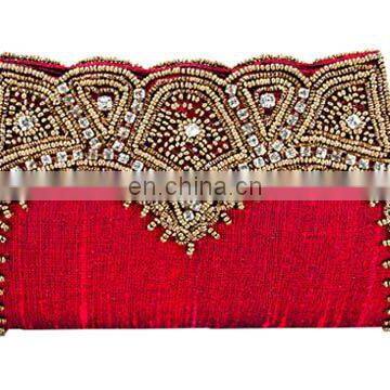 High-end Red Silk Beaded Clutch bags