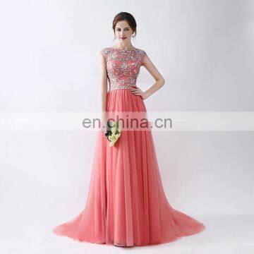 Free Shipping Custom Made Tulle Floor Length Peplum Jewel Sleeveless Zipper Ruffle Women Prom Dress