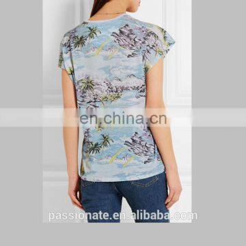 Custom Made T-shirts Unique Print Blue t Shirt for Women photo-3
