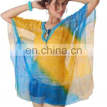 Chiffon hand sequenced v neck kaftan