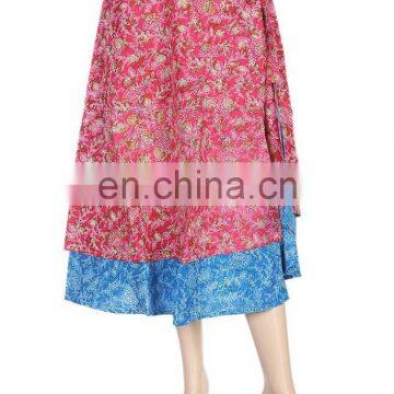 Wholesale Silk wrap skirts,Indian Silk Sari Magic Wrap Skirts Indian Printed Wrap Around Skirt