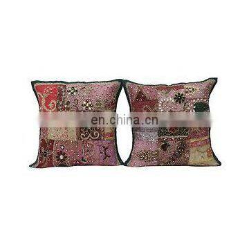 Throw Pillow cover Cushion Cover 17'' Embroidered Beaded Ethnic Indian Hand Patchwork decorative Vintage Cushion Covers cases