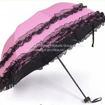 Creative Ultralight Sunshade Princess Grace Lace Korean Double Folding Arch Umbrella