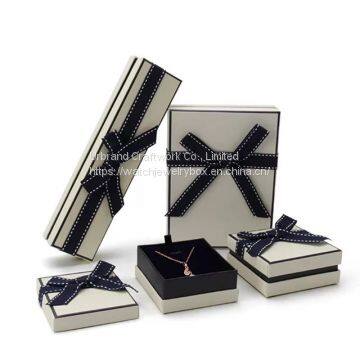 Custom Logo Bow Design Wrapped Gift Boxes Cardboard Package Jewellery Packaging Box