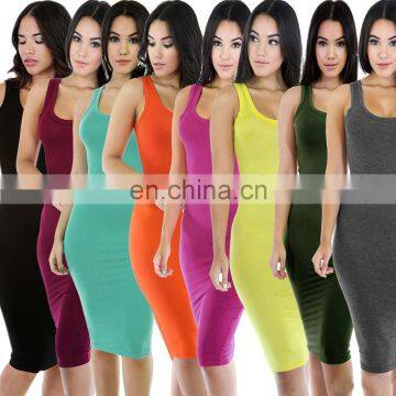 Wholesales Best Sellers Women Sleeveless Casual Dresses Ladies Bodycon Dresses Women Summer Dresses photo-4