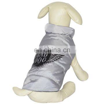 cheap promotion dog clothes luxury pet patterns silver jacket