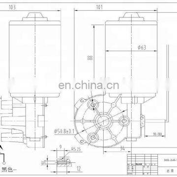 D63L 12v 24v Small dc Worm Gear Motor for Window Lifter