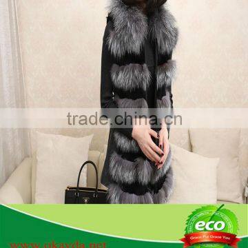 Real Rabbit Skin Luxurious Elegant Pretty Ladies Double Color Raccoon Hair Winter Coat On Sale