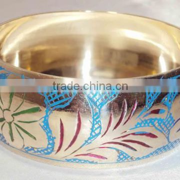 Fashion 2015 Designer Brass Bangle With Colorful Flower and Leaf Design 13470