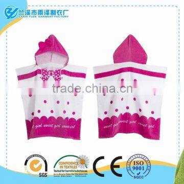 100% Cotton Custom Printed Kids Hooded Towel Poncho