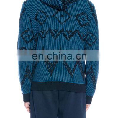 Plain Men Zipper Hoodie Intarsia Cashmere Cardigan photo-2
