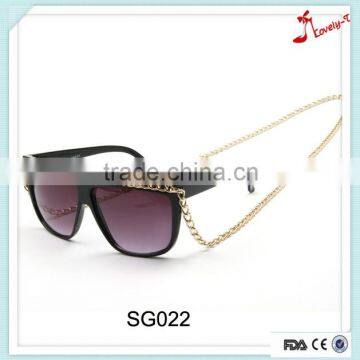 Light-Gold long chain dark color fashion hot customed design sunglass high quality