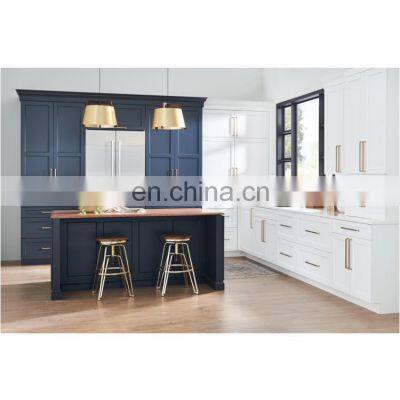 China Modern blue Luxury lacquer kitchen cabinet custom shaker design cupboard Supplier