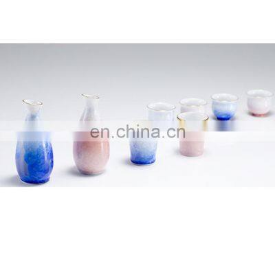 Wholesale Beautiful Color Vase Quality Japanese Pot Wine Bottles Cups Ceramic Hip Flasks Set Sake