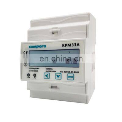 DIN rail digital smart 3 phase energy meter monitor watt hour meter