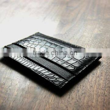 High Quality Wholesale Handmade Black Color Genuine Real Crocodile Alligator Skin Leather Credit Card Holder Purse Pocket Wallet photo-6