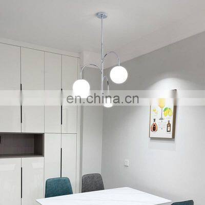 Classic Modern Indoor Decorative LED Pendant Light White Glass Lamp Shade Gold Bedroom Chandelier