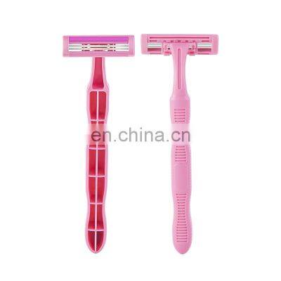 IGUETTA 3pcs/bag Women Bikini Razor Twin Blades Pink Women Razor With Aloe Lubricant Strip Safety Female Hair Remover GF2-1783