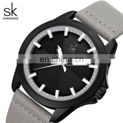 SHENGKE Unisex Business Watches K0120G Luminous Pointer Watch PU Leather Quartz Sports Wristwatches Relogio Masculino