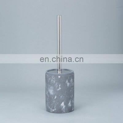 Grey Round Cement Home Decoration Accessories White Pattern Concrete Bathroom Sets photo-4