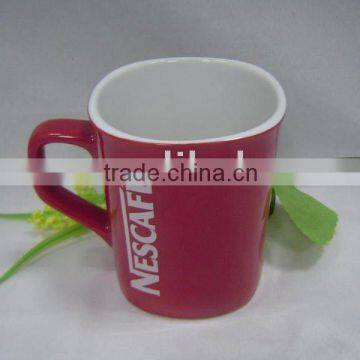 Ceramic square red Nescafe mug/cup, accept customized design