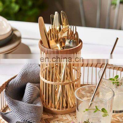 Best selling product Woven Bamboo Utensil Holder Storage Basket Manufacturer Wholesale Made in Vietnam