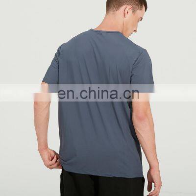 Quick Dry Sweat-wicking Plus Size Short Sleeve T-shirt Gym Fitness Men's Casual Gym Fitness Sports Wear Clothing Solid Basic Tee photo-3
