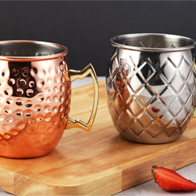 Moscow Mule Mugs 18 oz Hammered Copper Mugs Stainless Steel Lining Copper Plating Cup With Handles for Making Cool Drinks photo-5