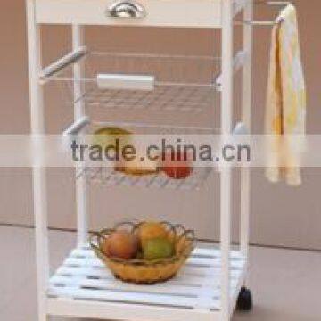 Wooden Kitchen Trolley 3tiers, 1 drawer
