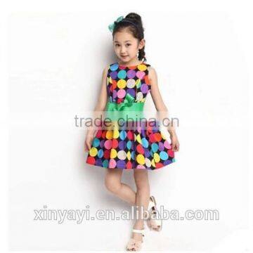 2015 Summer Short Sleeve Dress With Belt Pure Cotton Dot Children Dress Cuhk Princess Skirt Wholesale From China photo-3