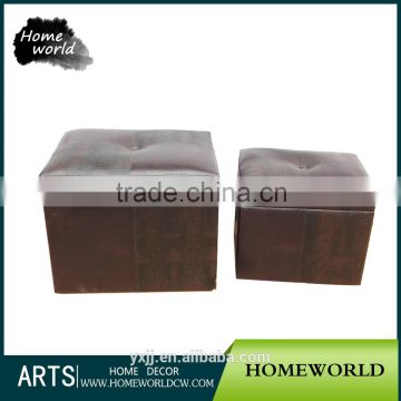 Practical modern living room brown clothing storage Ottoman leather stool