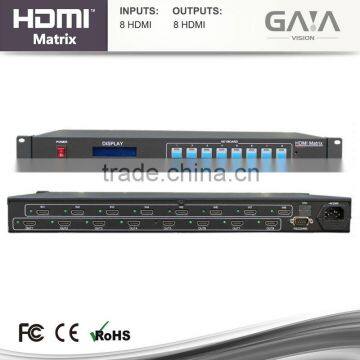 Hot sales 8x8 hdmi matrix switcher w/ir remote control with 3d 1080p