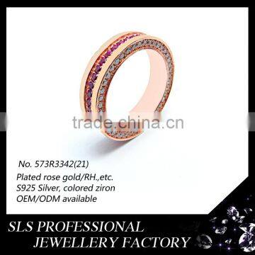 2015 Indian rose golden plated colored stone beautiful design 925 silver rings for women