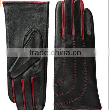 Ladies black finger and thum glove dress leather gloves